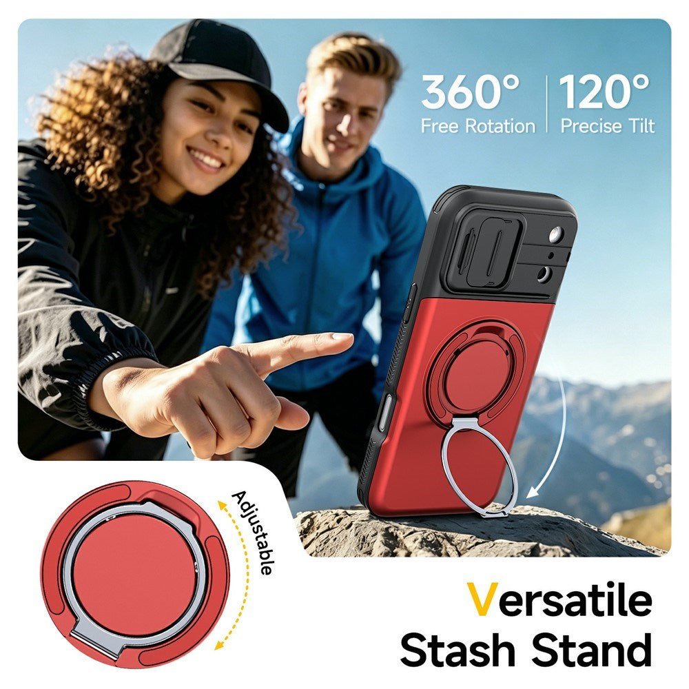 iPhone 18 Pro / 17 Pro EIDERWOOD Hybrid Tough Case with Card Holder & Cam Slider - MagSafe Compatible - Red