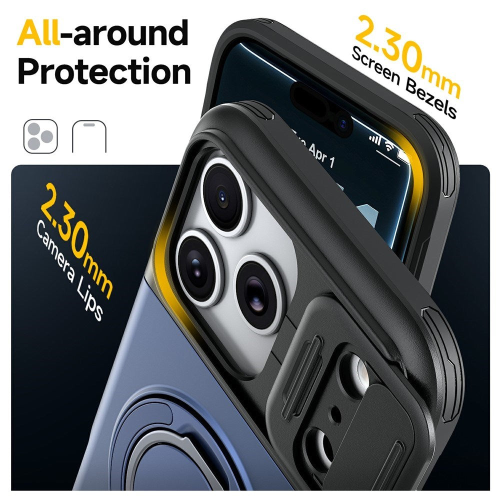 iPhone 18 Pro / 17 Pro EIDERWOOD Hybrid Tough Case with Card Holder & Cam Slider - MagSafe Compatible - Blue