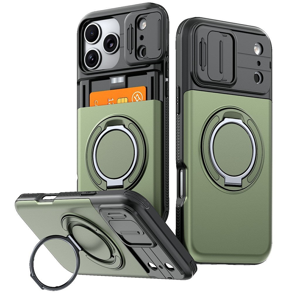 iPhone 18 Pro / 17 Pro EIDERWOOD Hybrid Tough Case with Card Holder & Cam Slider - MagSafe Compatible - Green
