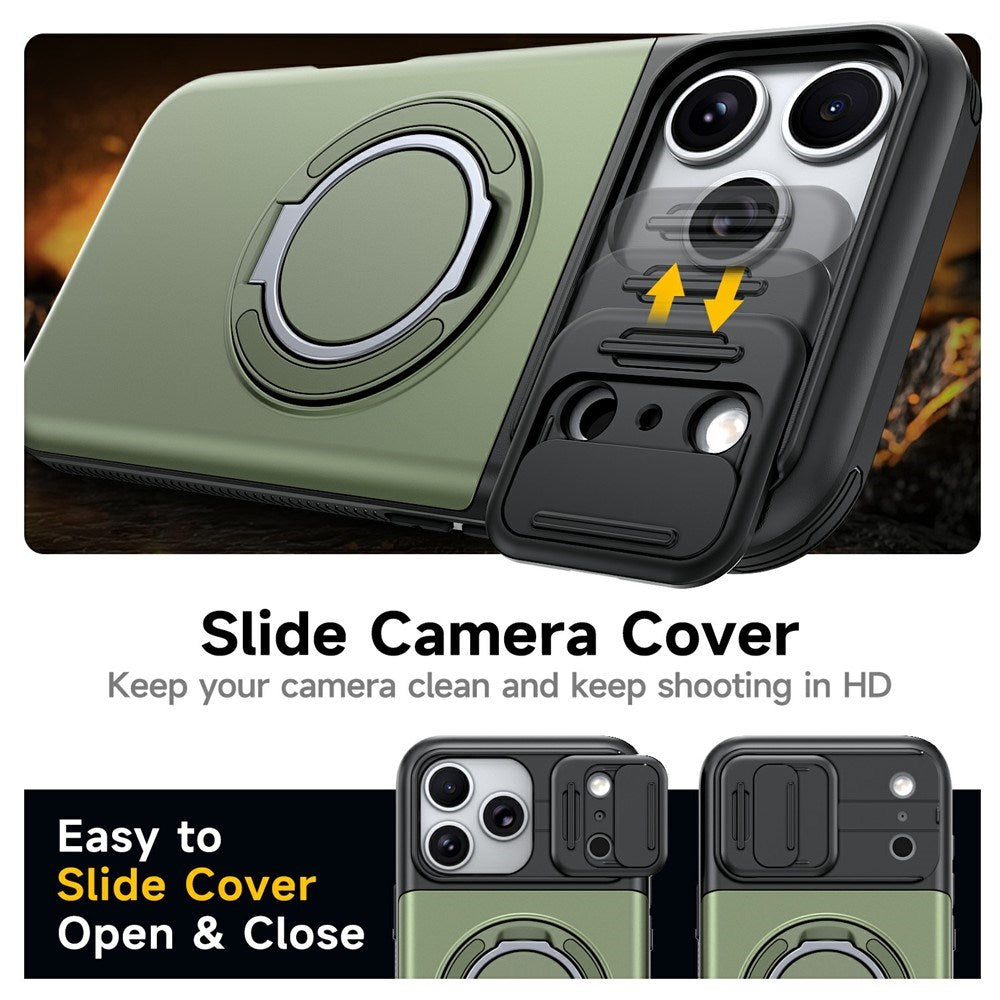iPhone 18 Pro / 17 Pro EIDERWOOD Hybrid Tough Case with Card Holder & Cam Slider - MagSafe Compatible - Green