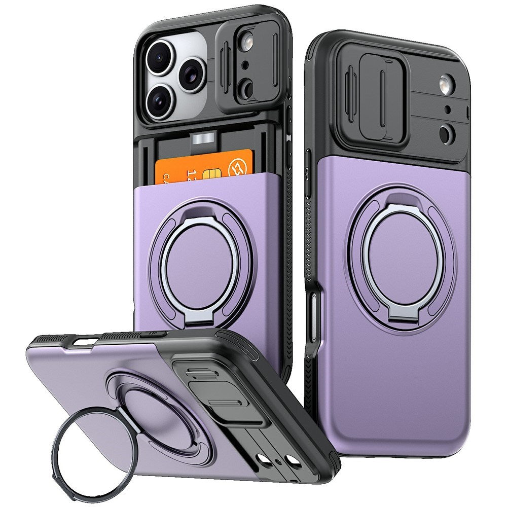 iPhone 18 Pro / 17 Pro EIDERWOOD Hybrid Tough Case with Card Holder & Cam Slider - MagSafe Compatible - Purple