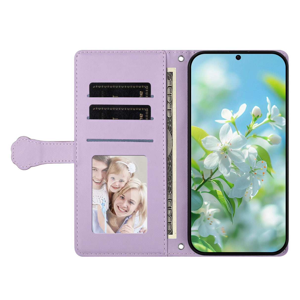 iPhone 17e / 16e Flipcase with 3D Cat Ears - Card Holder & Stand Function - Purple