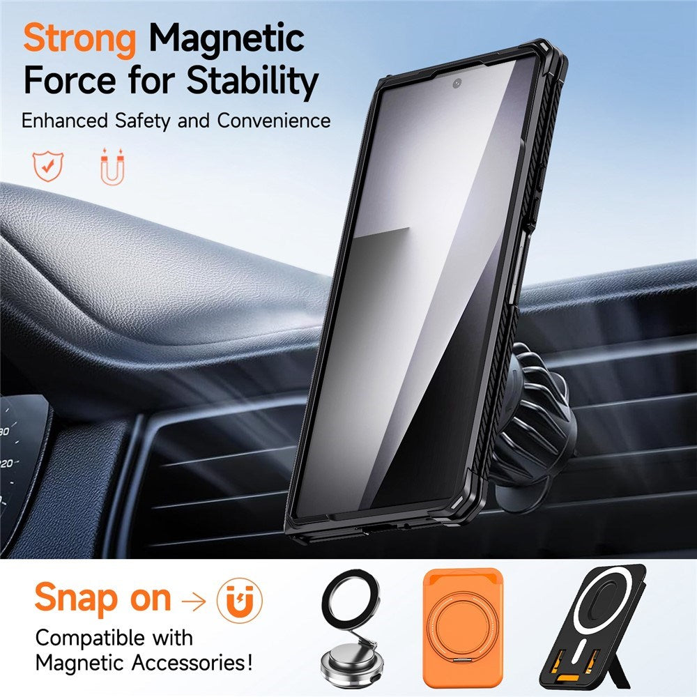 Samsung Galaxy Z Fold8 Ultra / Fold7 EIDERWOOD Tough Case with Built-in Kickstand - MagSafe Compatible - Black / Grey