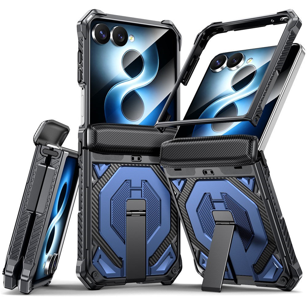 Samsung Galaxy Z Flip8 / Flip7 EIDERWOOD Tough Case with Built-in Kickstand - MagSafe Compatible - Black / Blue