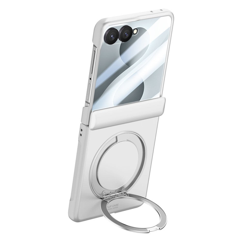 Samsung Galaxy Z Flip8 EIDERWOOD Case - Built-in Screen Protection & Stand Function - Silver