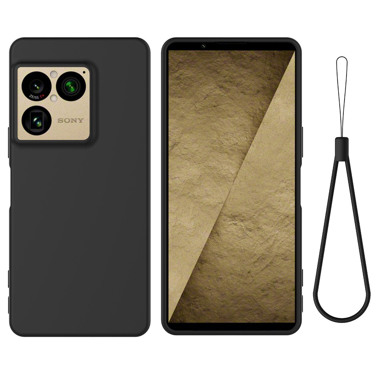 Sony Xperia 1 VIII EIDERWOOD Lined Silicone Case with Strap - Black