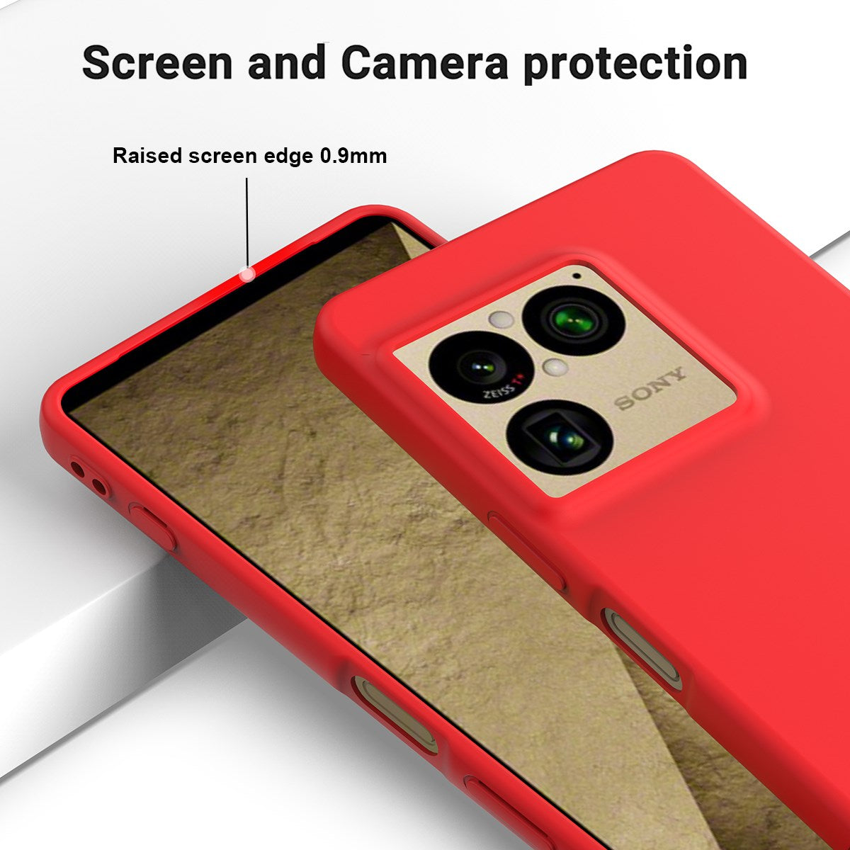 Sony Xperia 1 VIII EIDERWOOD Lined Silicone Case with Strap - Red