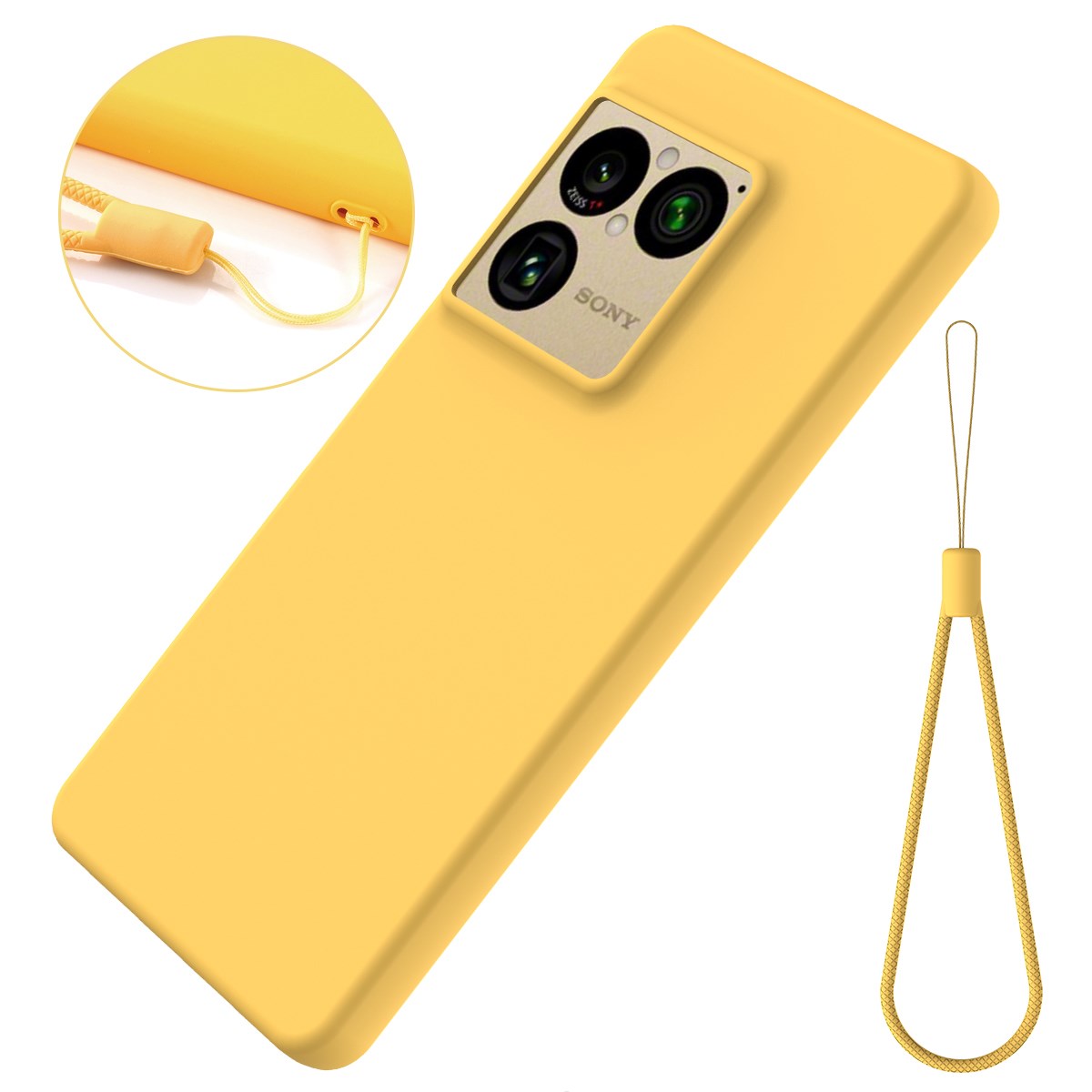 Sony Xperia 1 VIII EIDERWOOD Lined Silicone Case with Strap - Yellow