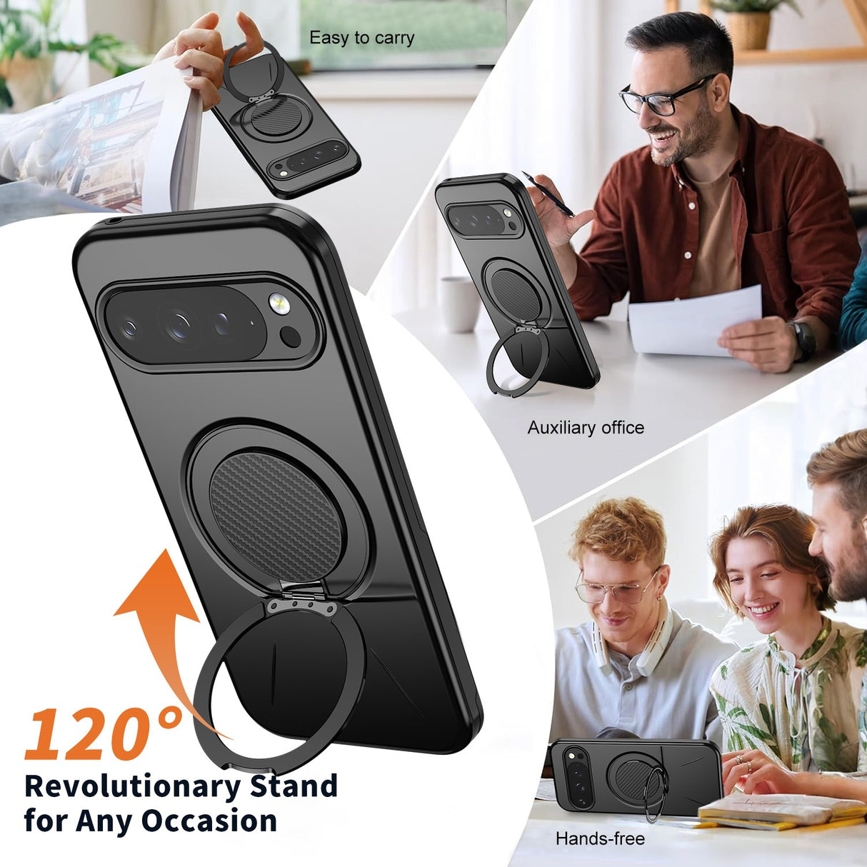 Google Pixel 11 / 11 Pro EIDERWOOD Hybrid Plastic Case with Rotating Kickstand - MagSafe Compatible - Black
