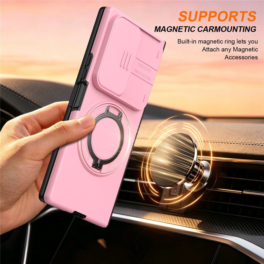 Samsung Galaxy Z Fold8 Ultra / Fold7 EIDERWOOD Hybrid Cover med 360° Rotatable Kickstand & Camera Protection - MagSafe Compatible - Pink