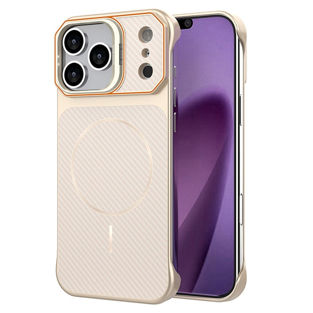 iPhone 18 Pro / 17 Pro EIDERWOOD Carbon Fiber Case w . Kickstand - MagSafe Compatible - Gold