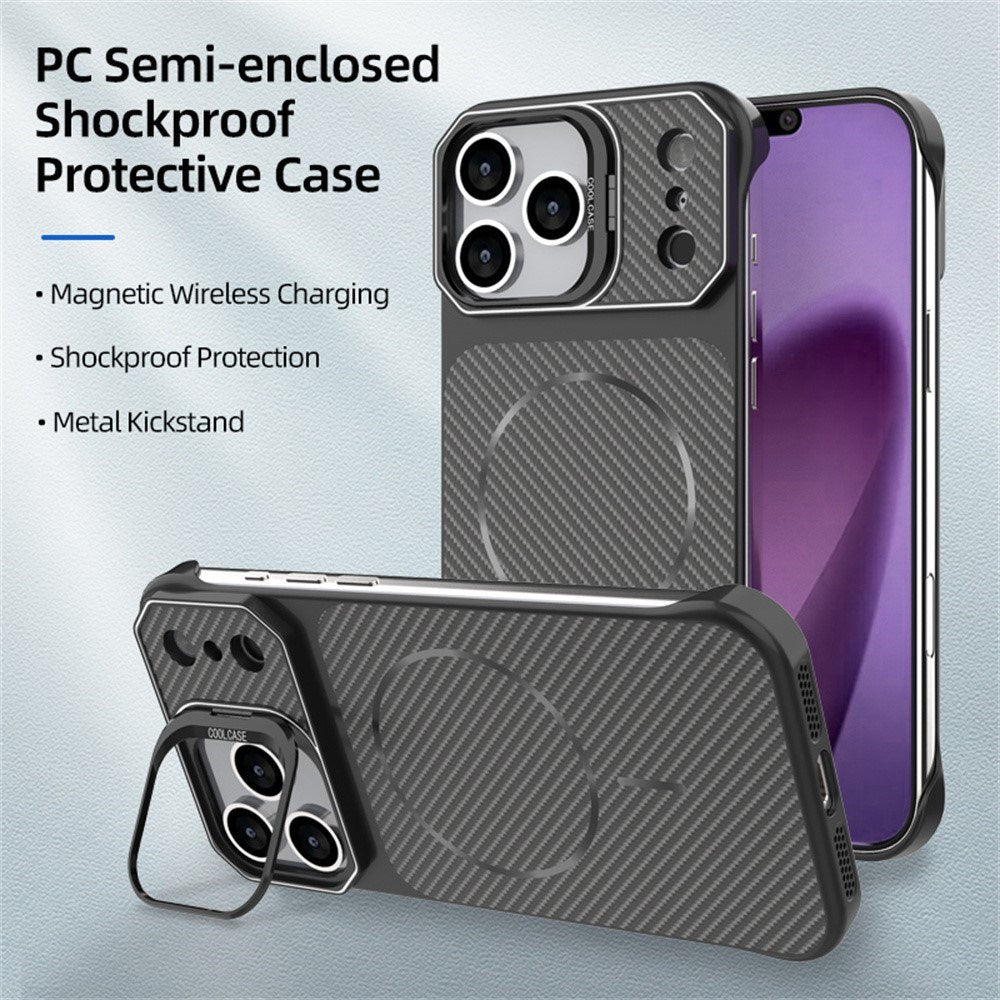 iPhone 18 Pro / 17 Pro EIDERWOOD Carbon Fiber Case w . Kickstand - MagSafe Compatible - Gold