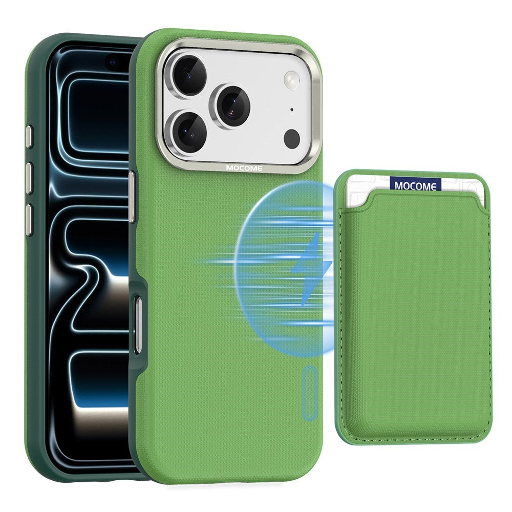 iPhone 18 Pro EIDERWOOD Faux Leather Back Case with Detachable Card Holder - MagSafe Compatible - Green