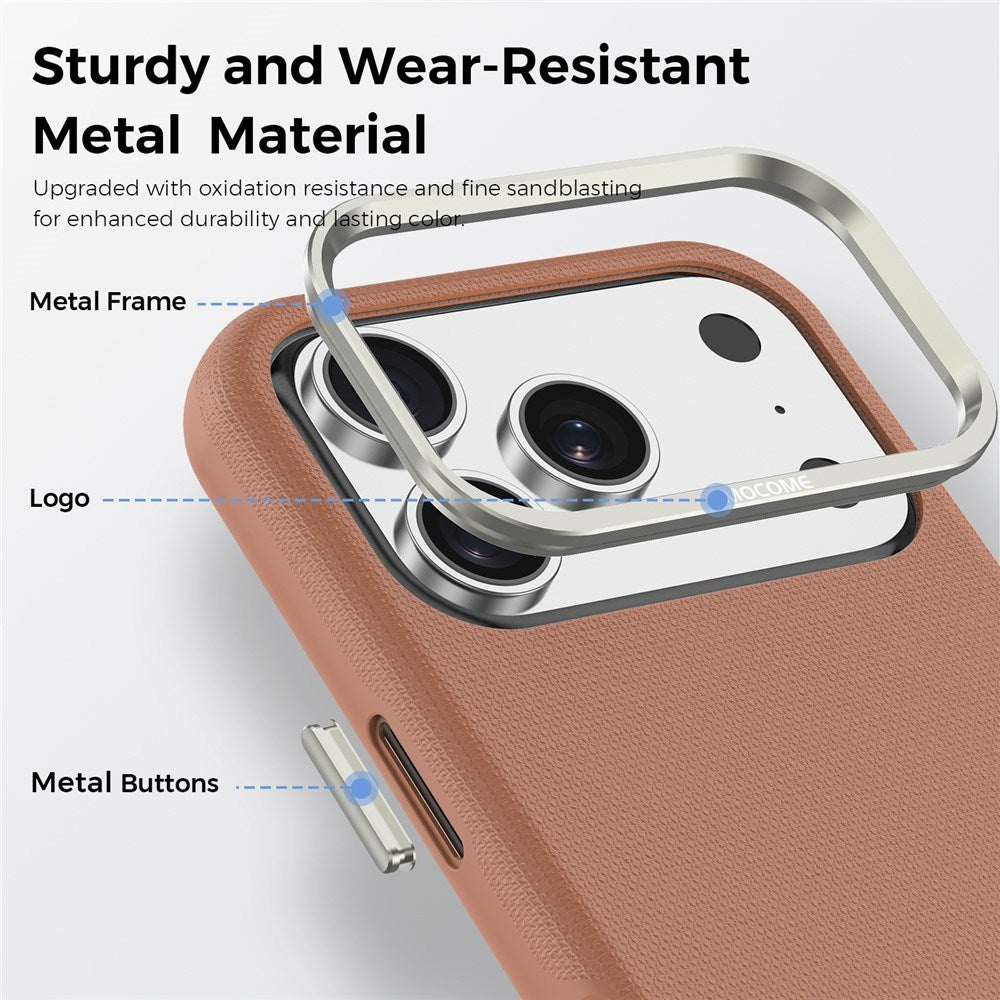 iPhone 18 Pro EIDERWOOD Faux Leather Back Case with Detachable Card Holder - MagSafe Compatible - Brown