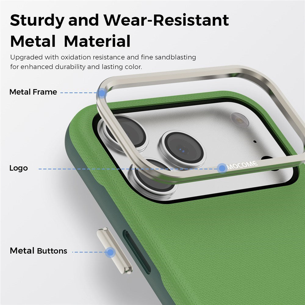 iPhone 18 Pro Max EIDERWOOD Faux Leather Back Case with Detachable Card Holder - MagSafe Compatible - Green
