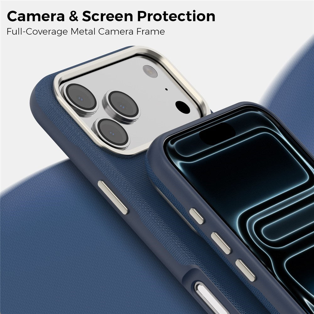 iPhone 18 Pro Max EIDERWOOD Faux Leather Back Case with Detachable Card Holder - MagSafe Compatible - Blue