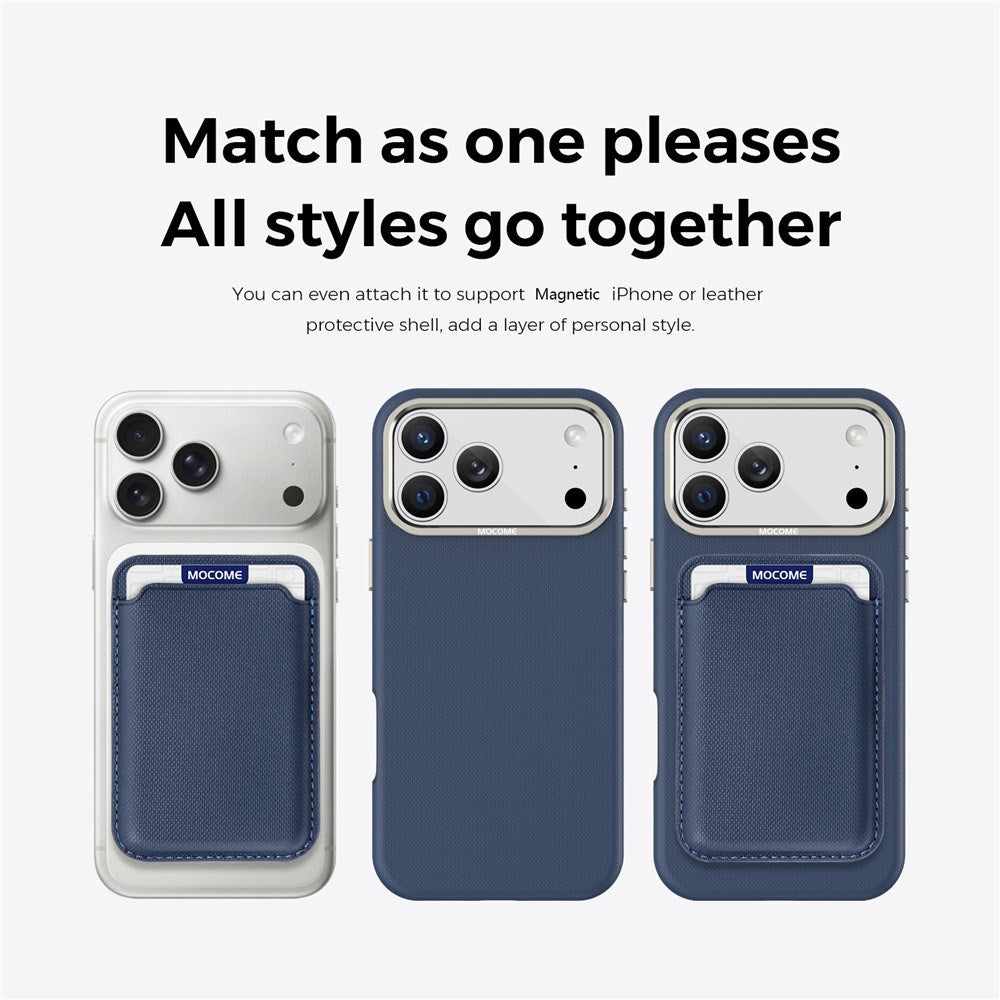 iPhone 18 Pro Max EIDERWOOD Faux Leather Back Case with Detachable Card Holder - MagSafe Compatible - Blue