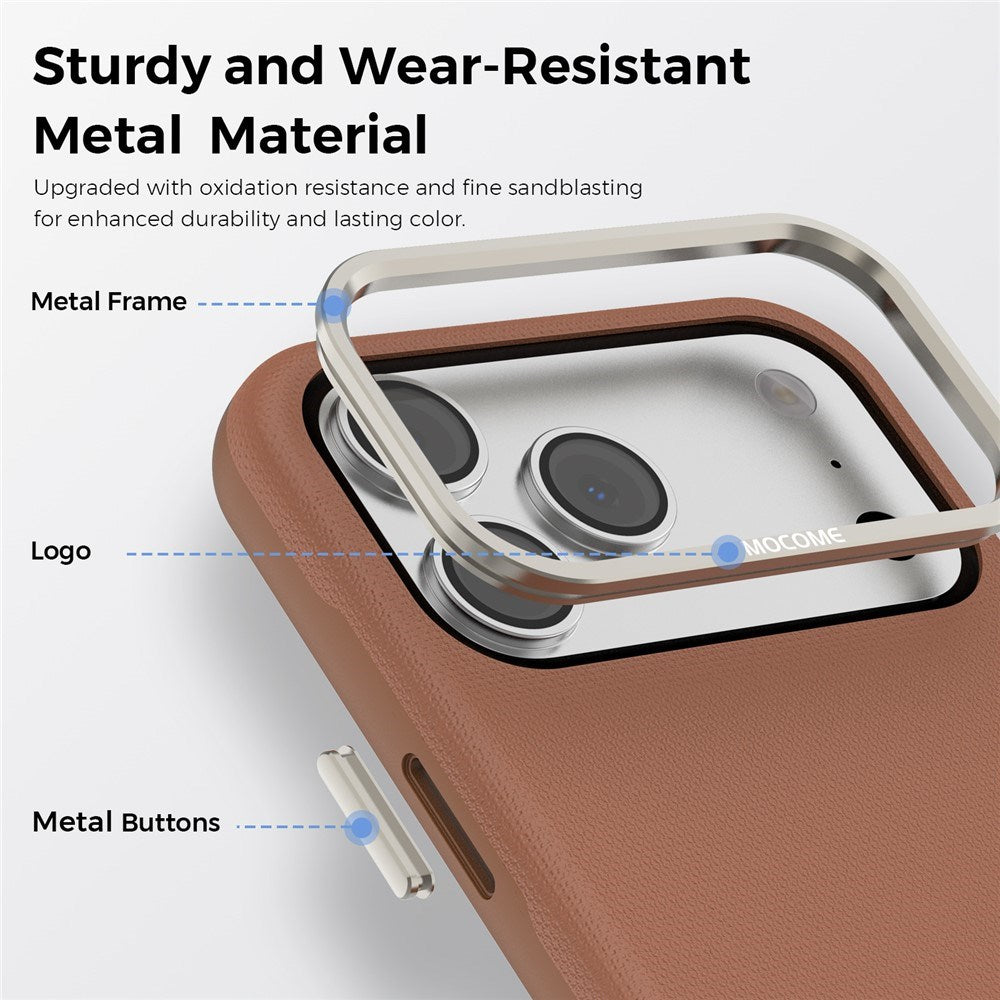 iPhone 18 Pro Max EIDERWOOD Faux Leather Back Case with Detachable Card Holder - MagSafe Compatible - Brown