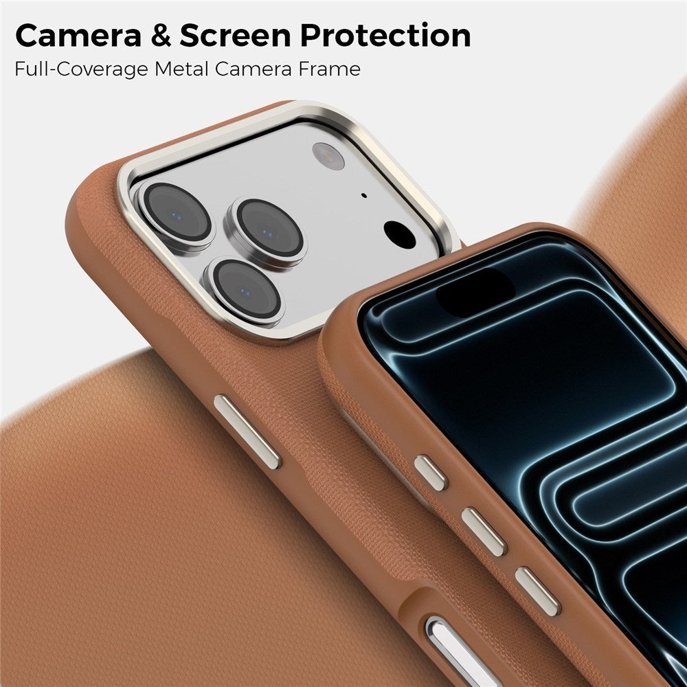 iPhone 18 Pro Max EIDERWOOD Faux Leather Back Case with Detachable Card Holder - MagSafe Compatible - Brown
