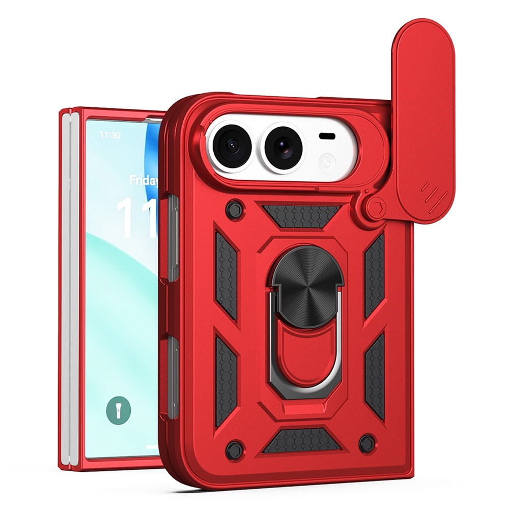iPhone Fold EIDERWOOD Hybrid Tough Case with Kickstand & Cam Slider - Red