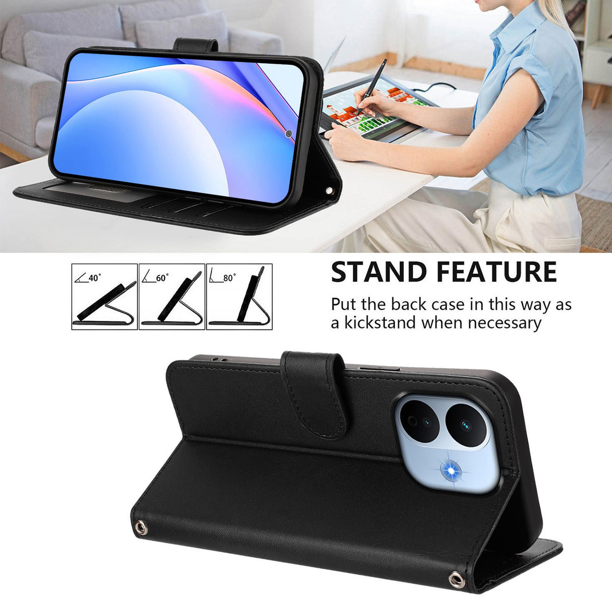 Xiaomi Redmi Note 17 Pro Max (5G) EIDERWOOD Faux Leather Flip Case with Strap - Black