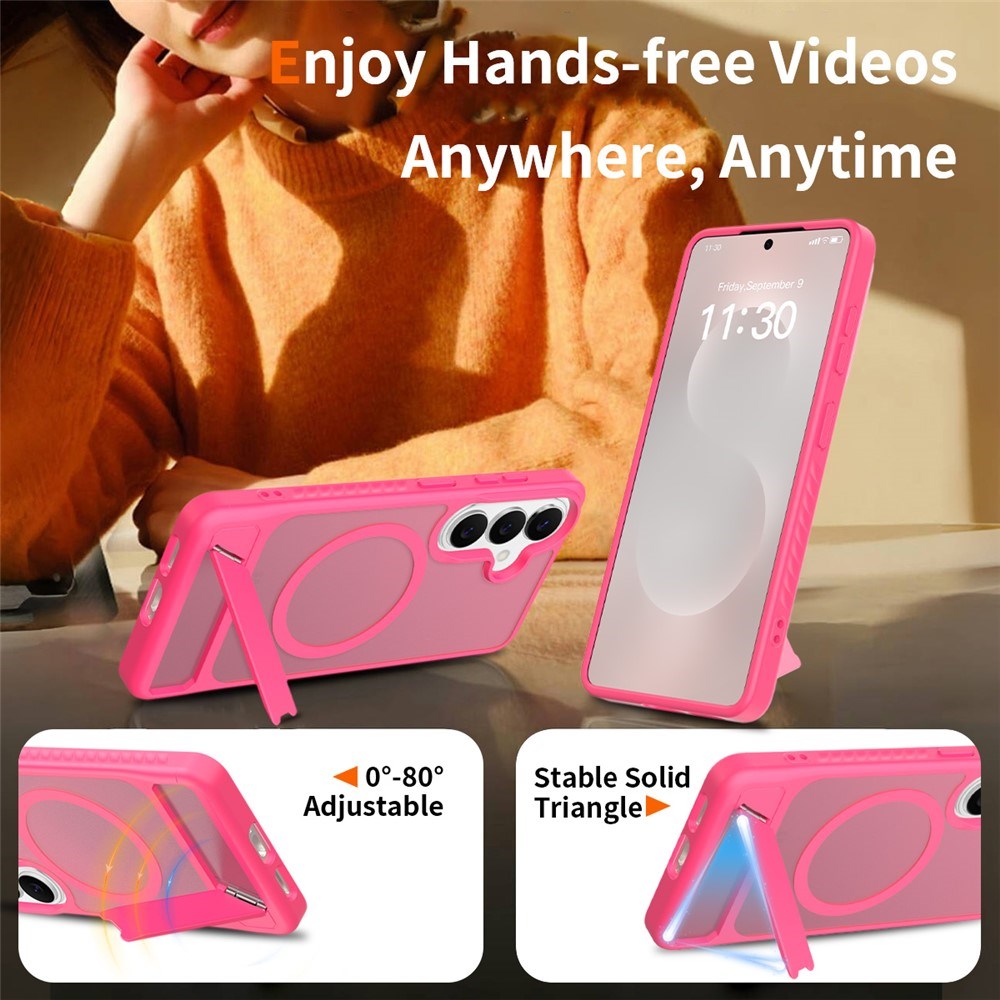 Samsung Galaxy S26 FE / S25 FE EIDERWOOD Hybrid Case with Kickstand - MagSafe Compatible - Hot Pink