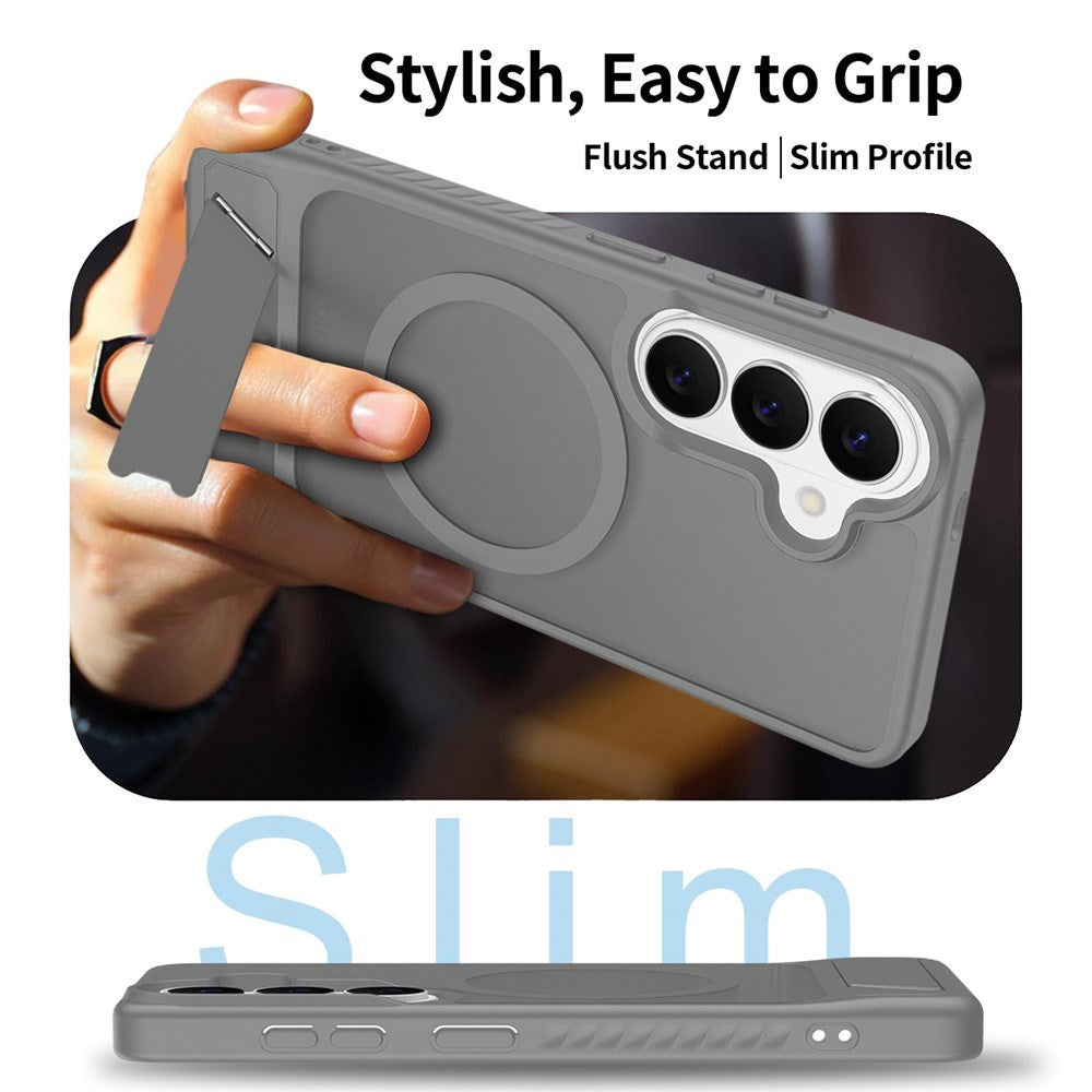 Samsung Galaxy S26 FE / S25 FE EIDERWOOD Hybrid Case with Kickstand - MagSafe Compatible - Grey