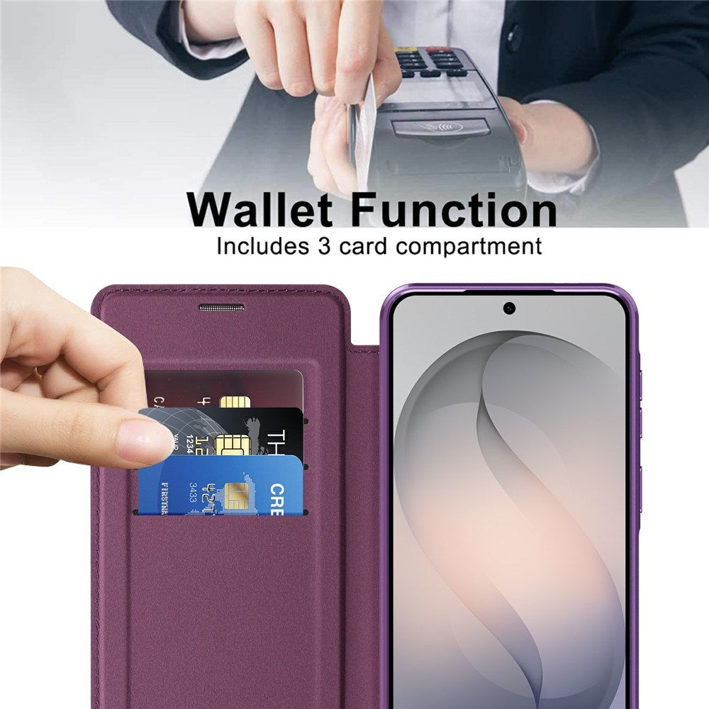 Samsung Galaxy S26 FE EIDERWOOD Flip Case with RFID Blocking and Camera Lens Protection - Purple / Transparent