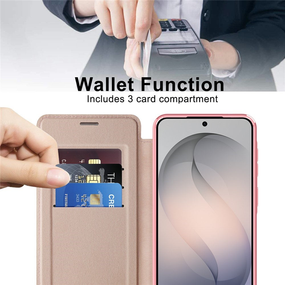 Samsung Galaxy S26 FE EIDERWOOD Flip Case with RFID Blocking and Camera Lens Protection - Pink / Transparent