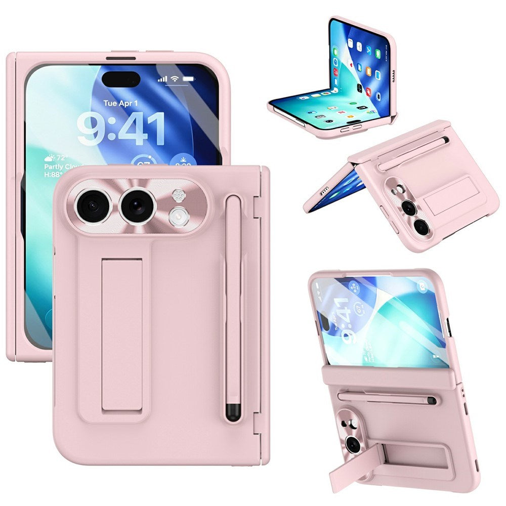 iPhone Fold EIDERWOOD Case with Screen Protector, Camera Protector and Stylus - Pink
