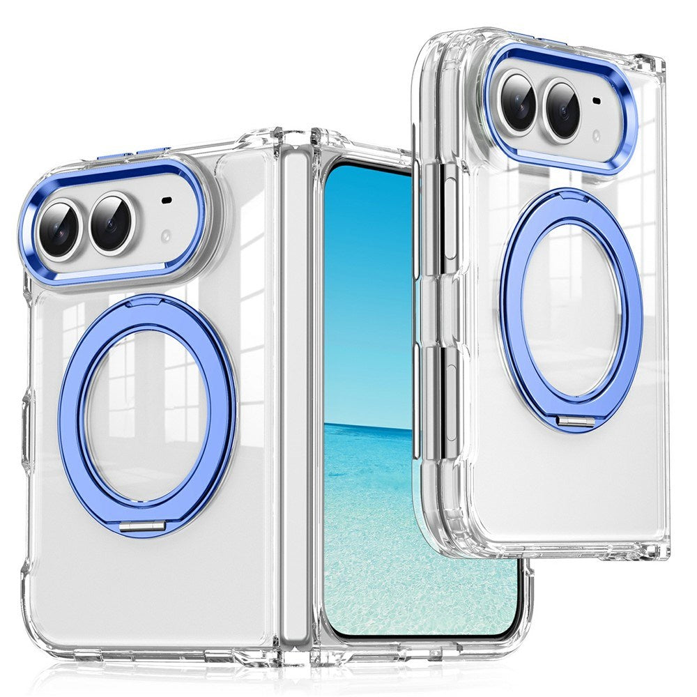 iPhone Duo EIDERWOOD Hybrid Case with Kickstand - MagSafe Compatible - Transparent / Blue