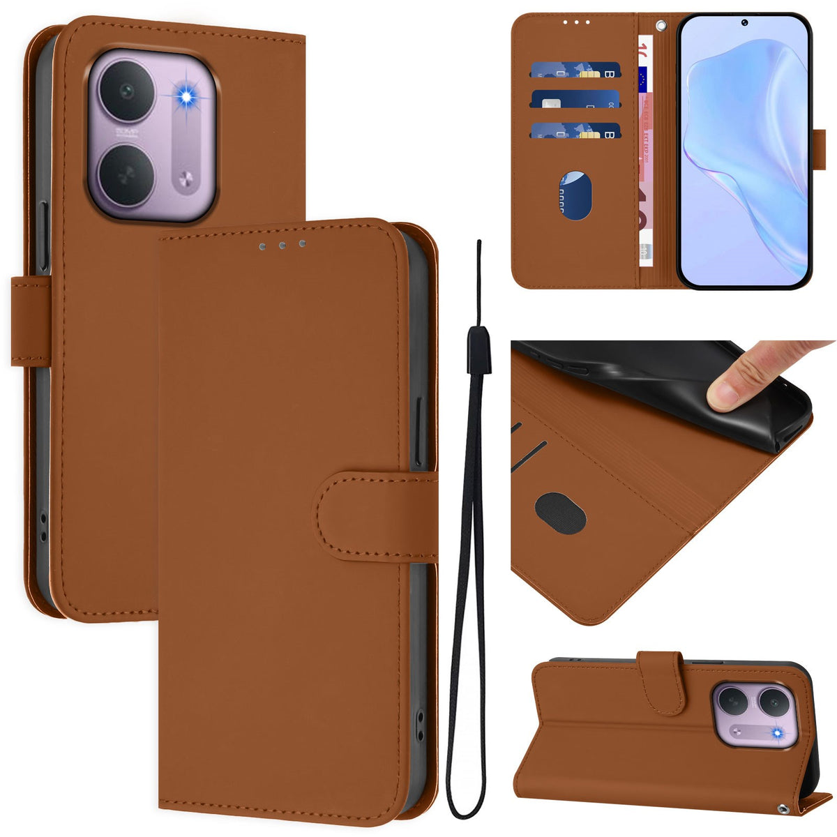 Xiaomi Redmi 17C (5G) EIDERWOOD Artificial Leather Flip Case with Strap - Brown