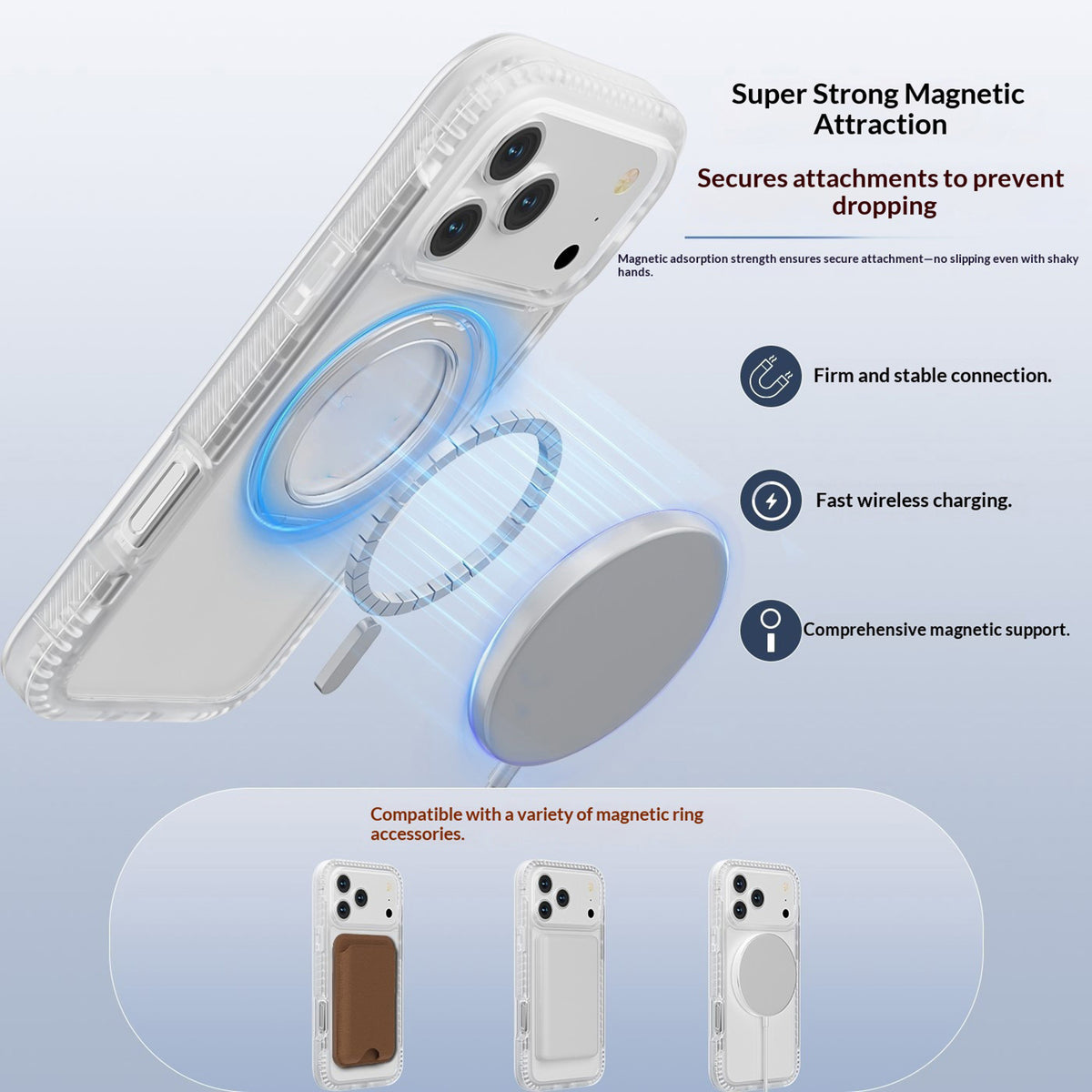 iPhone 18 Pro Max / 17 Pro Max EIDERWOOD Case with Screen Protector and Stand Function - MagSafe Compatible - White / Transparent