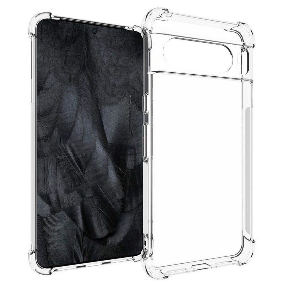 Google Pixel 8 Pro Shockproof Flexible Plastic Case with Reinforced Corners - Transparent