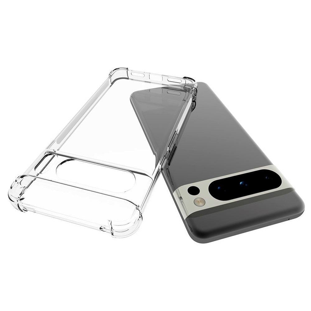Google Pixel 8 Pro Shockproof Flexible Plastic Case with Reinforced Corners - Transparent