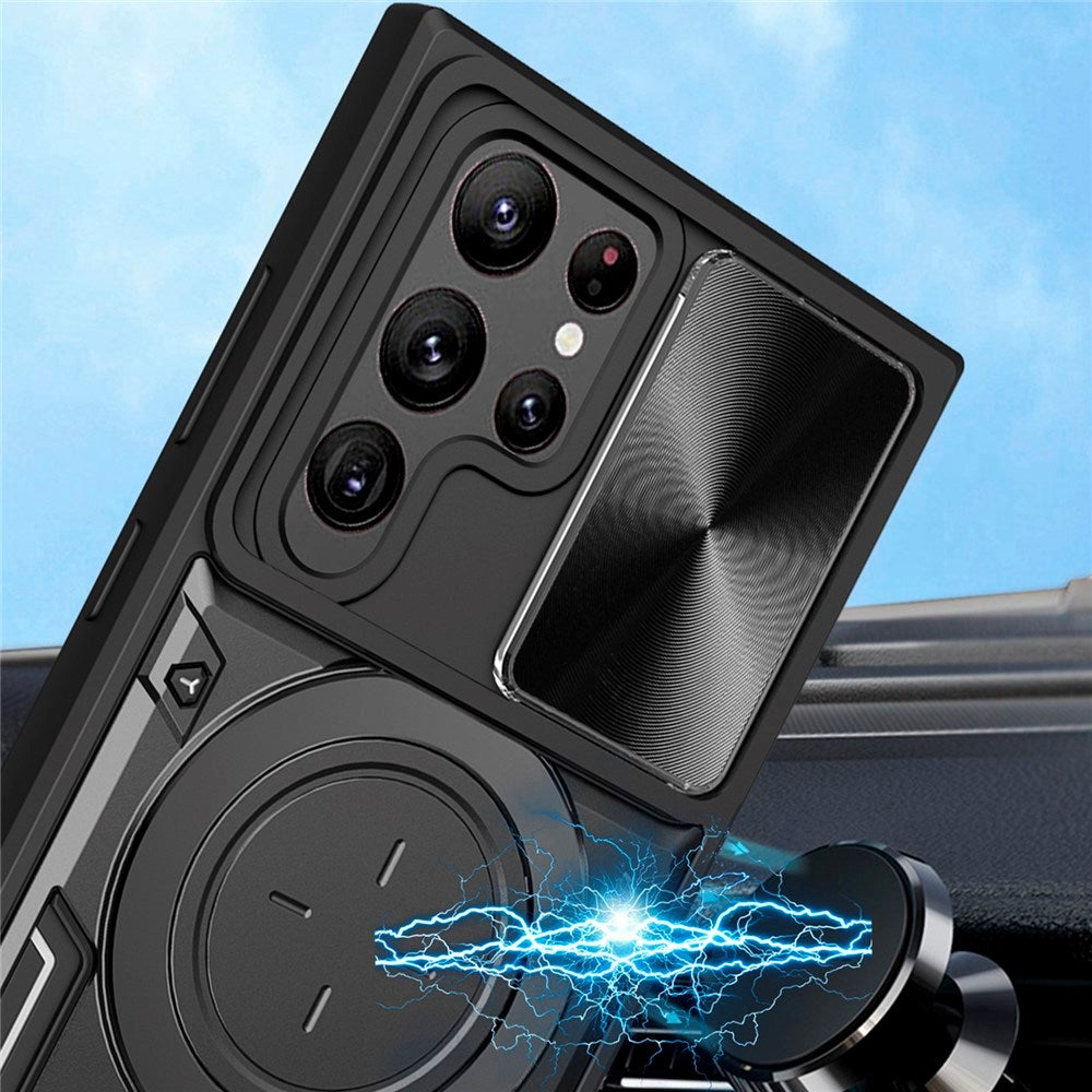 EIDERWOOD Samsung Galaxy S22 Ultra Rugged Case with Kickstand & Cam Slider - Black