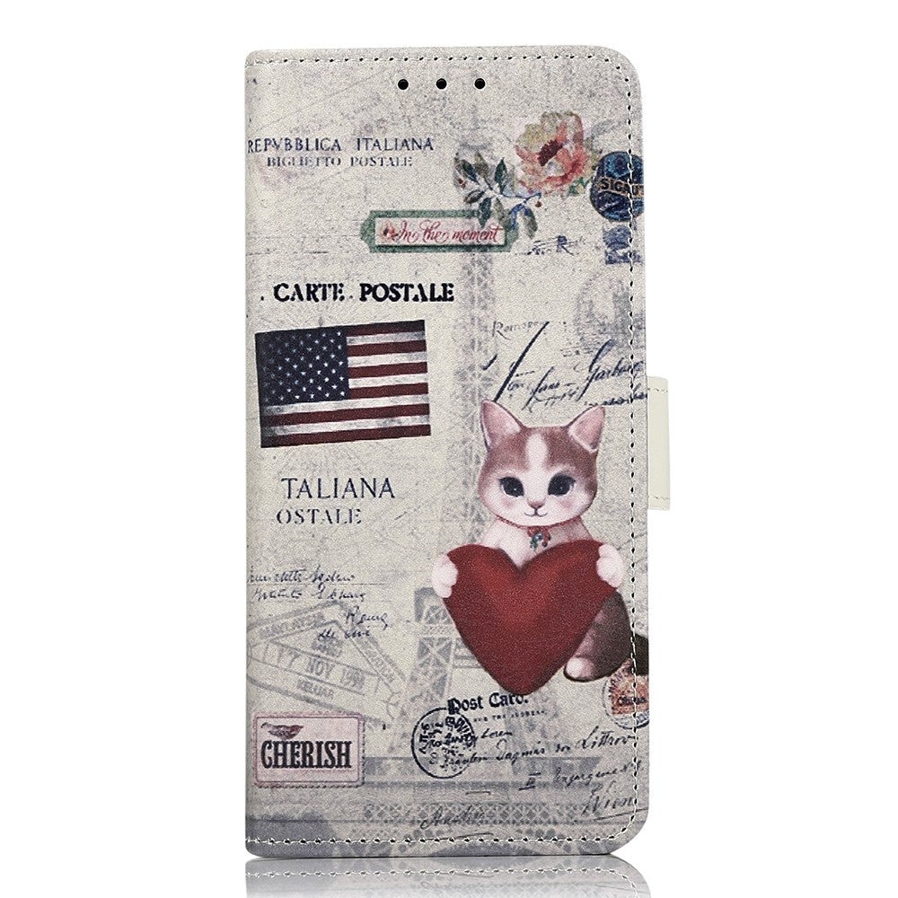 iPhone 15 Leather Case w. Wallet - Cat with Heart