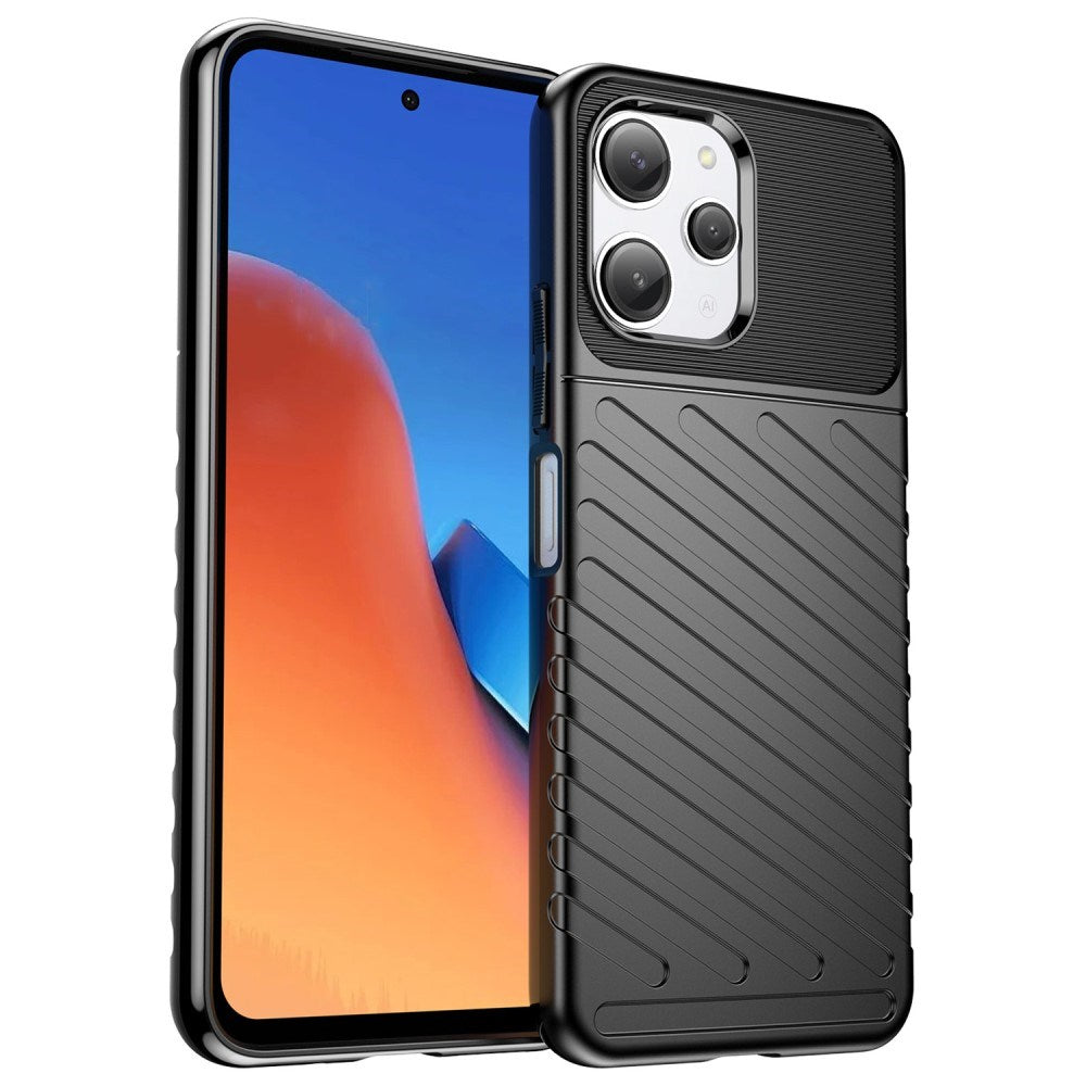 EIDERWOOD Xiaomi Redmi 12 / 12 (5G) / Poco M6 Pro (5G) Flexible Plastic Case with Texture - Black