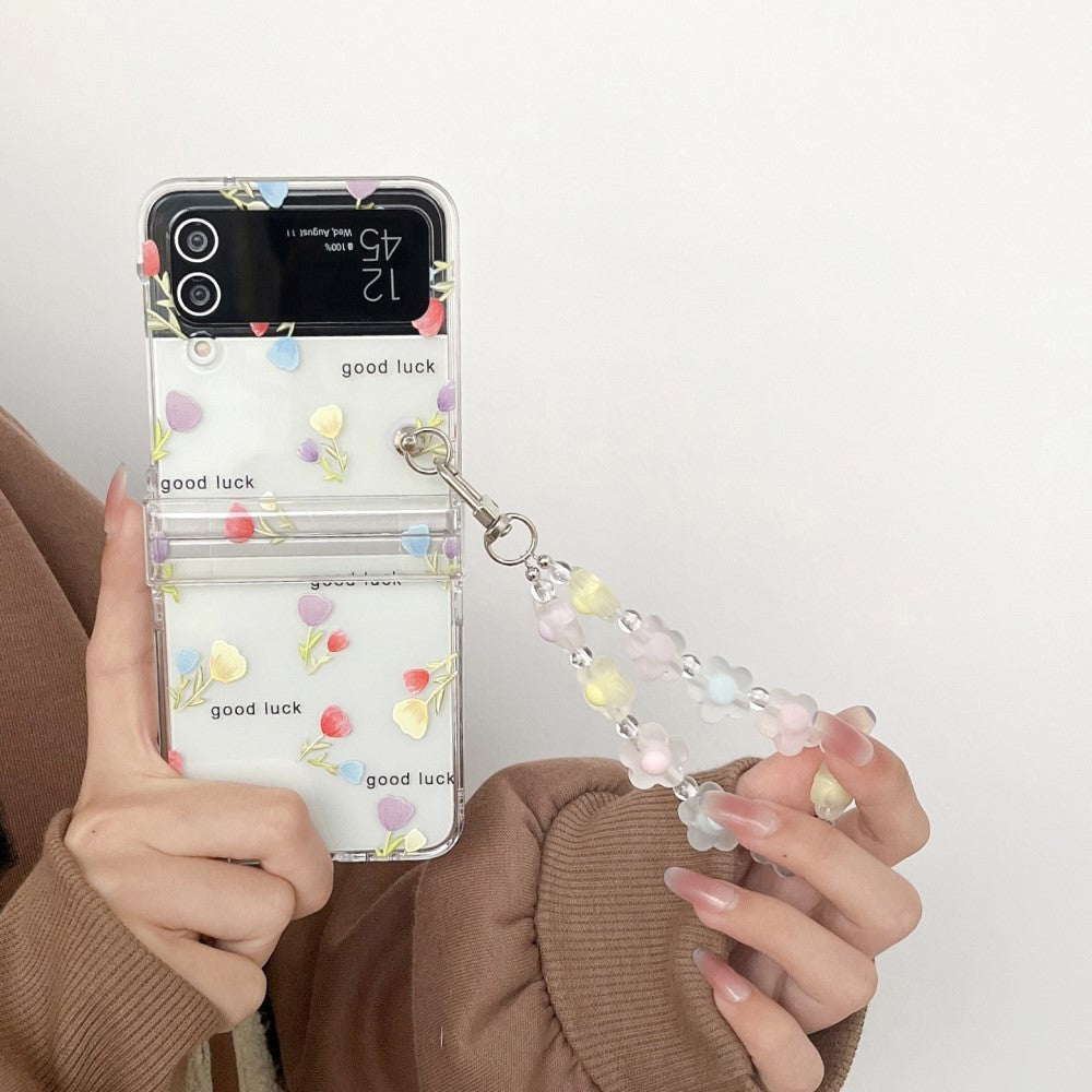 Samsung Galaxy Z Flip3 (5G) Hard Plastic Case w. Pearl Chain - "Have A Nice Day"