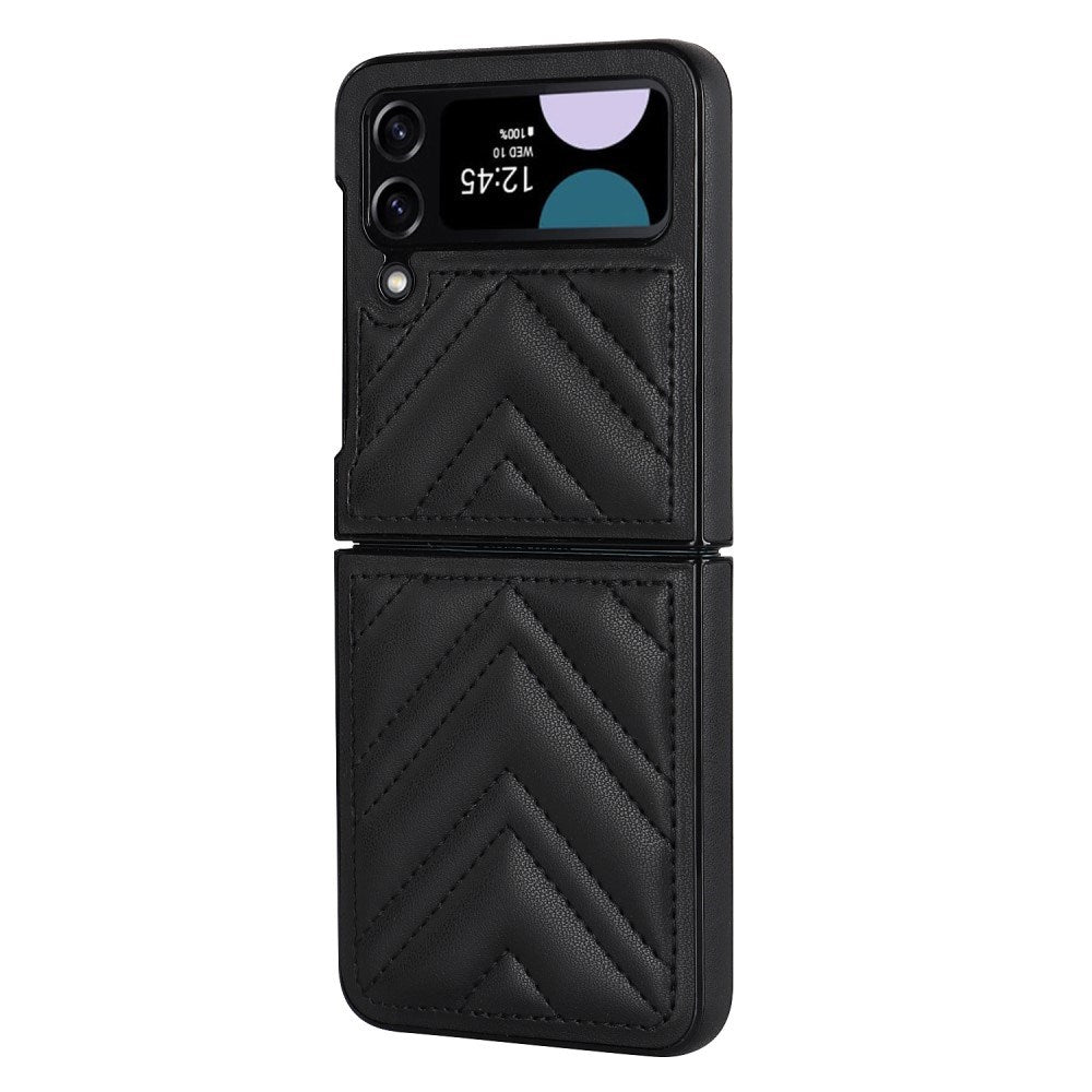 EIDERWOOD Samsung Galaxy Z Flip4 (5G) Faux Leather Case with V-Design - Black