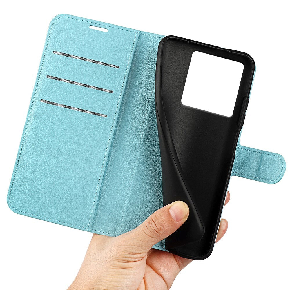 Xiaomi 13T / 13T Pro Litchi Leather Flip Cover w. Wallet - Blue