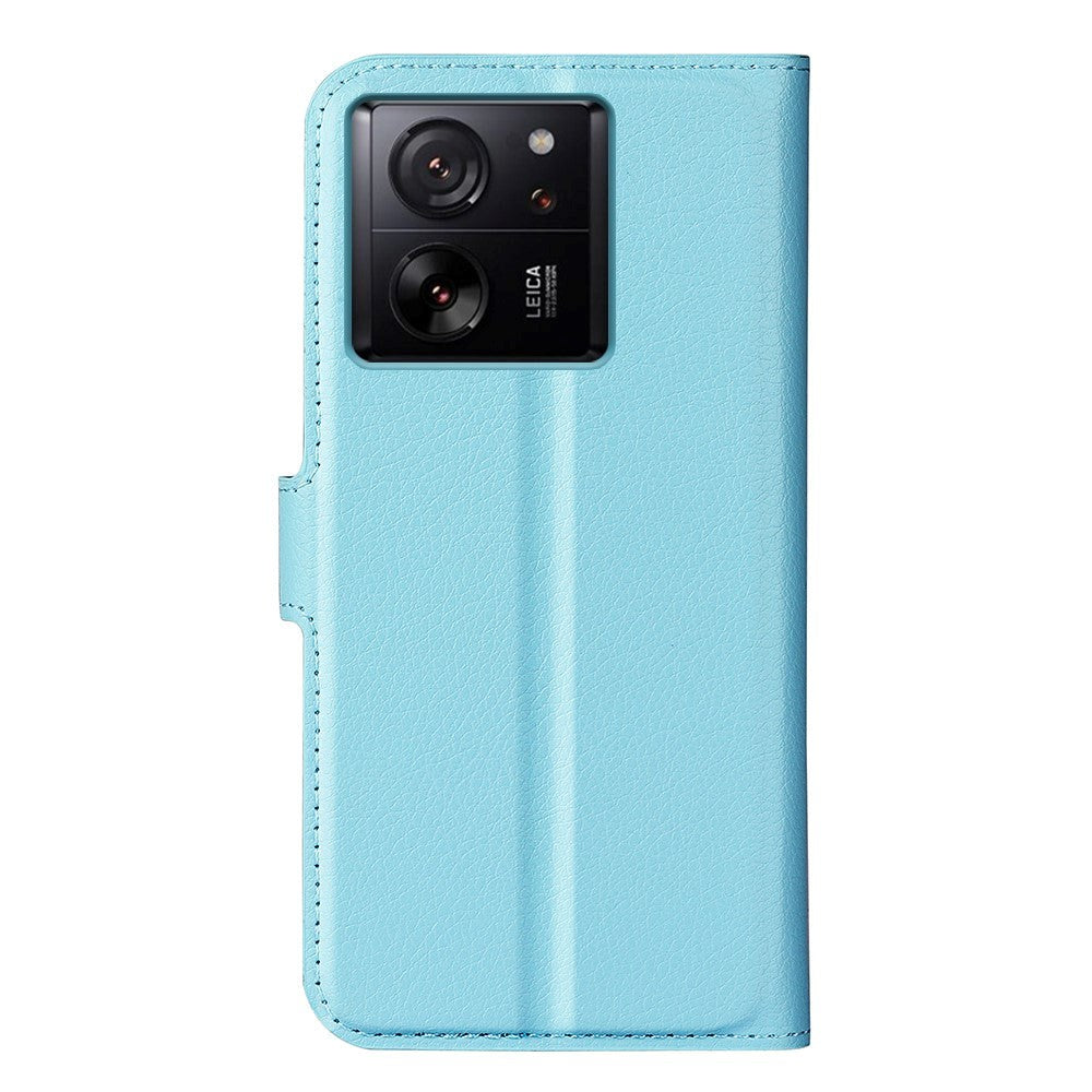 Xiaomi 13T / 13T Pro Litchi Leather Flip Cover w. Wallet - Blue