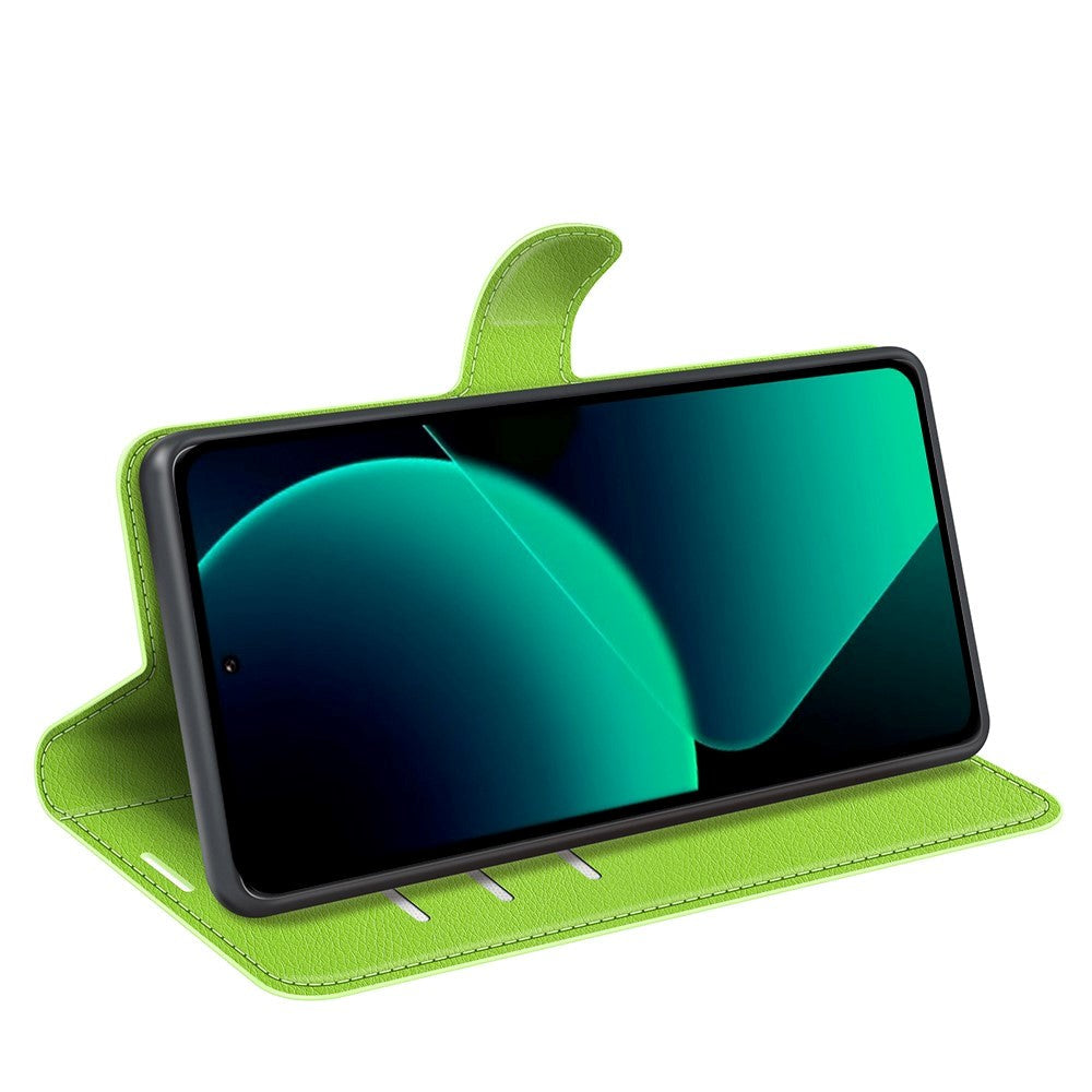 Xiaomi 13T / 13T Pro Litchi Leather Flip Cover w. Wallet - Green