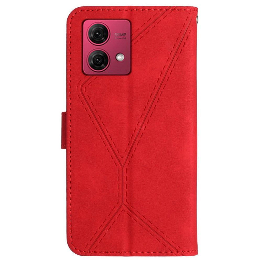Motorola Edge 40 Neo Patterned Leather Case with Wallet and Strap - Red