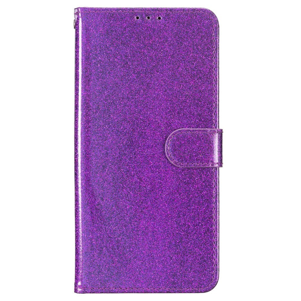 EIDERWOOD Motorola Moto G54 Leather Flip Case with Wallet and Strap - Glitter - Purple