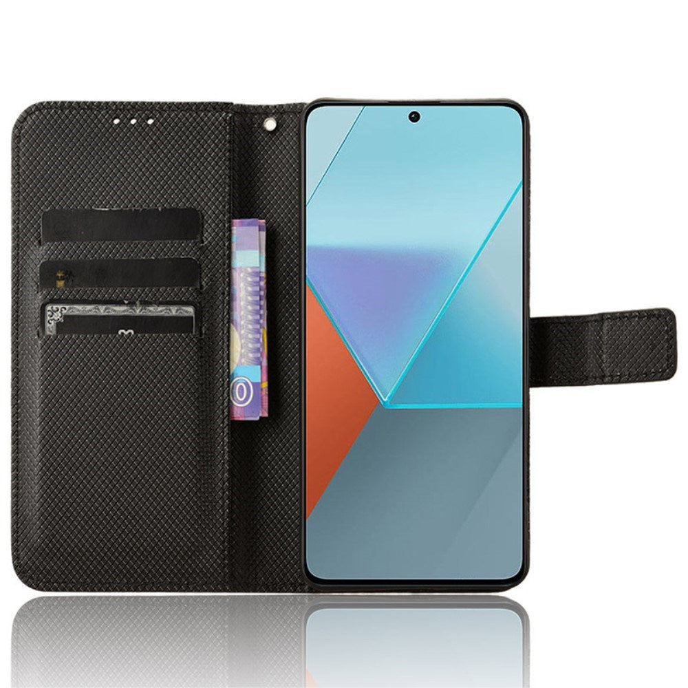EIDERWOOD Xiaomi Redmi Note 13 Pro (5G) / Poco X6 Leather Flip Case w. Strap & Texture - Black