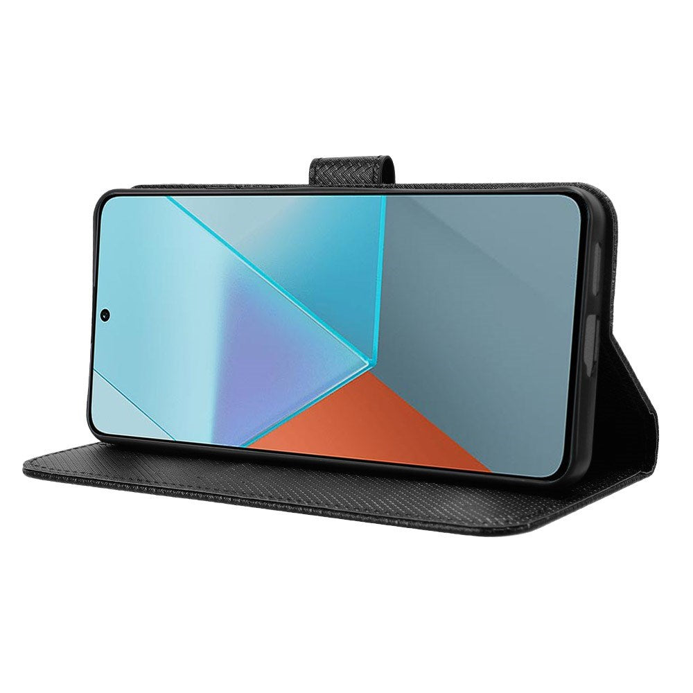 EIDERWOOD Xiaomi Redmi Note 13 Pro (5G) / Poco X6 Leather Flip Case w. Strap & Texture - Black