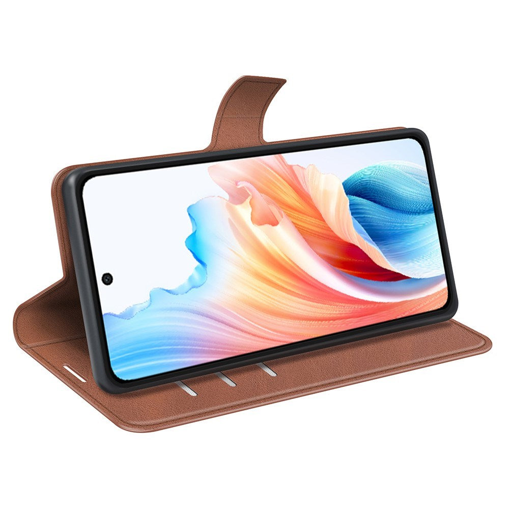 EIDERWOOD Oppo A79 (5G) / A2 (5G) Leather Flip Case w. Lommebok & Stand Function - Light Brown