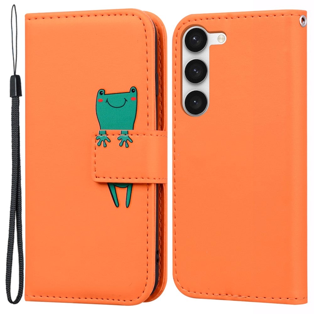 Samsung Galaxy S24+ (Plus) Flip Case with Strap / Standing function / Card Holder - Orange (Frog)