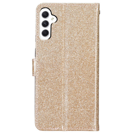 Samsung Galaxy A55 (5G) Leather Flip Case with Wallet and Strap - Glitter - Gold